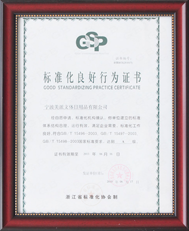 标准化良好行为证书